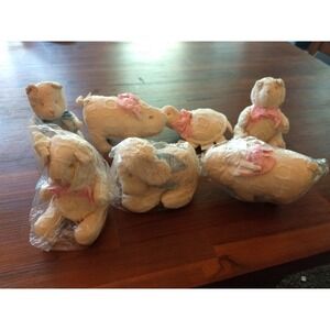lot of 7 two's company‎ plush pig bear dog turtle cat bunny